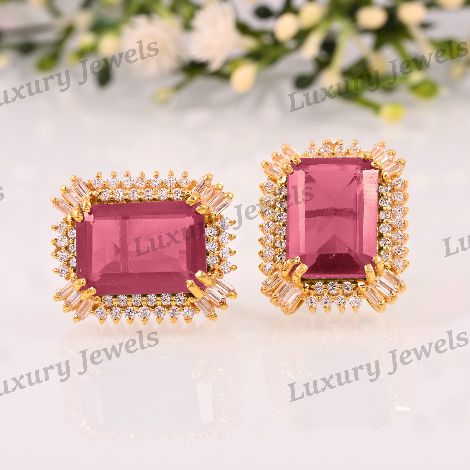 Pink Tourmaline 925 Sterling Silver Earrings Sparkling Gemstone Studs