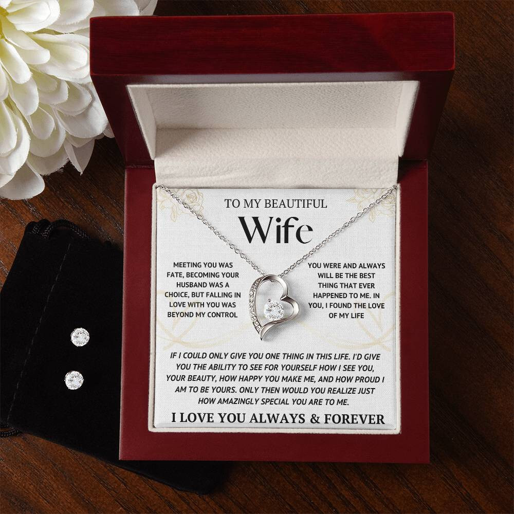 To My Wife Necklace With Free Earrings Bundle Christmas Gifts For Women Wife New
