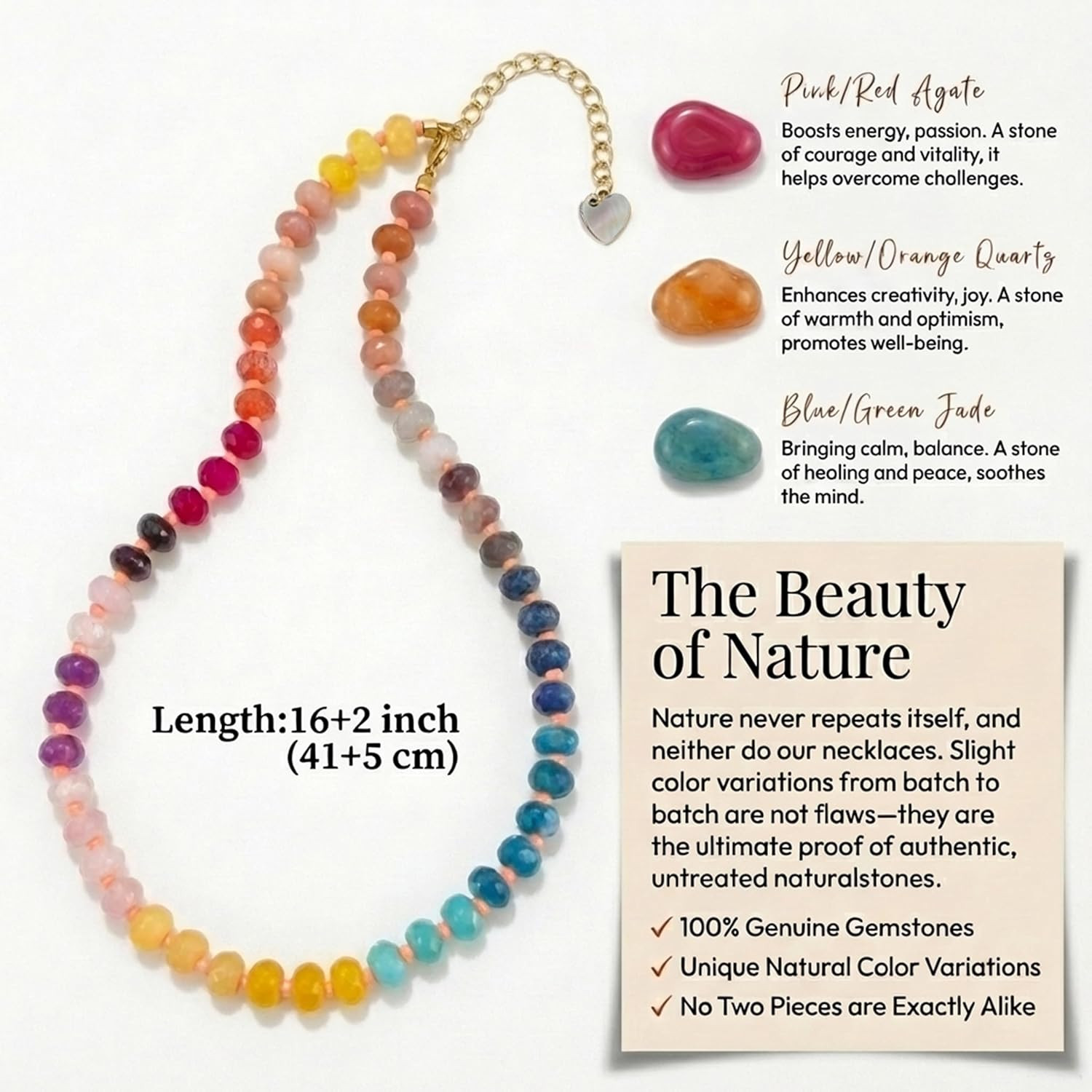 Layered Beaded Necklace for Women Colorful Trendy Snake Chain Circle Pendant Cho
