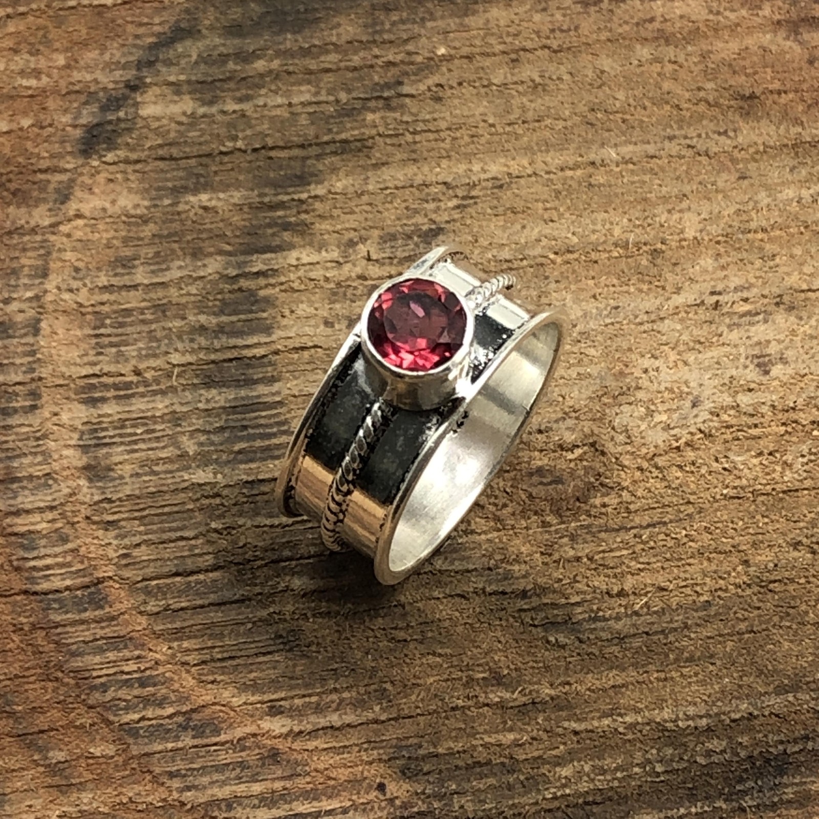 925 Silver Pink Rubellite Channel Set Band Anniversary Engagement Daughter Ring