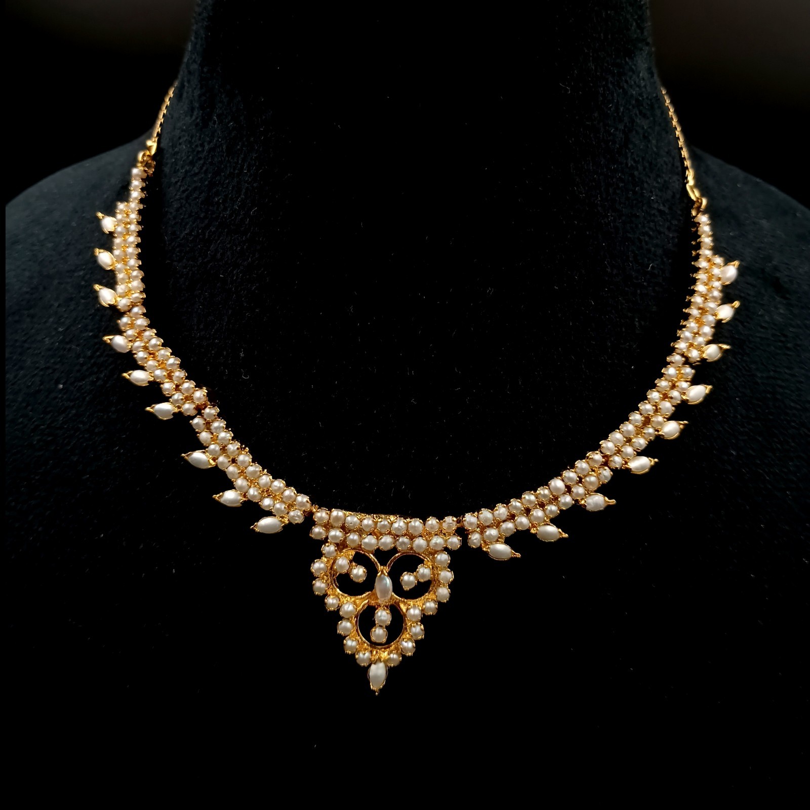 22K Gold Plated Pearl Necklace Set Traditional Indian Wedding Jewelry For women
