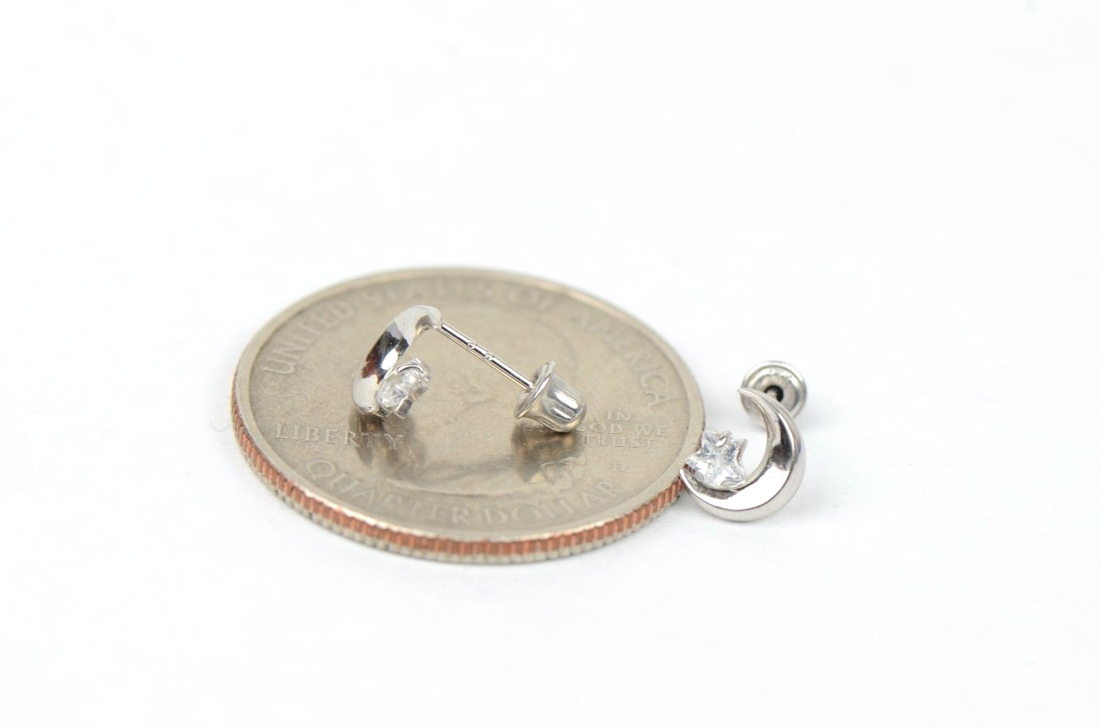 14k Yellow Gold Moon and Star Stud Earrings