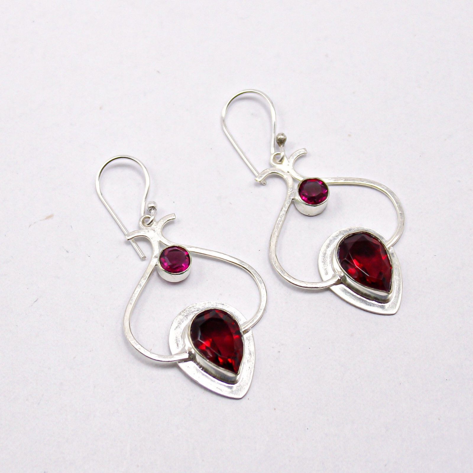 Pink Rubellite Gemstone Jewelry 925 Silver Handmade Earrings 2.2″ For Girlfriend