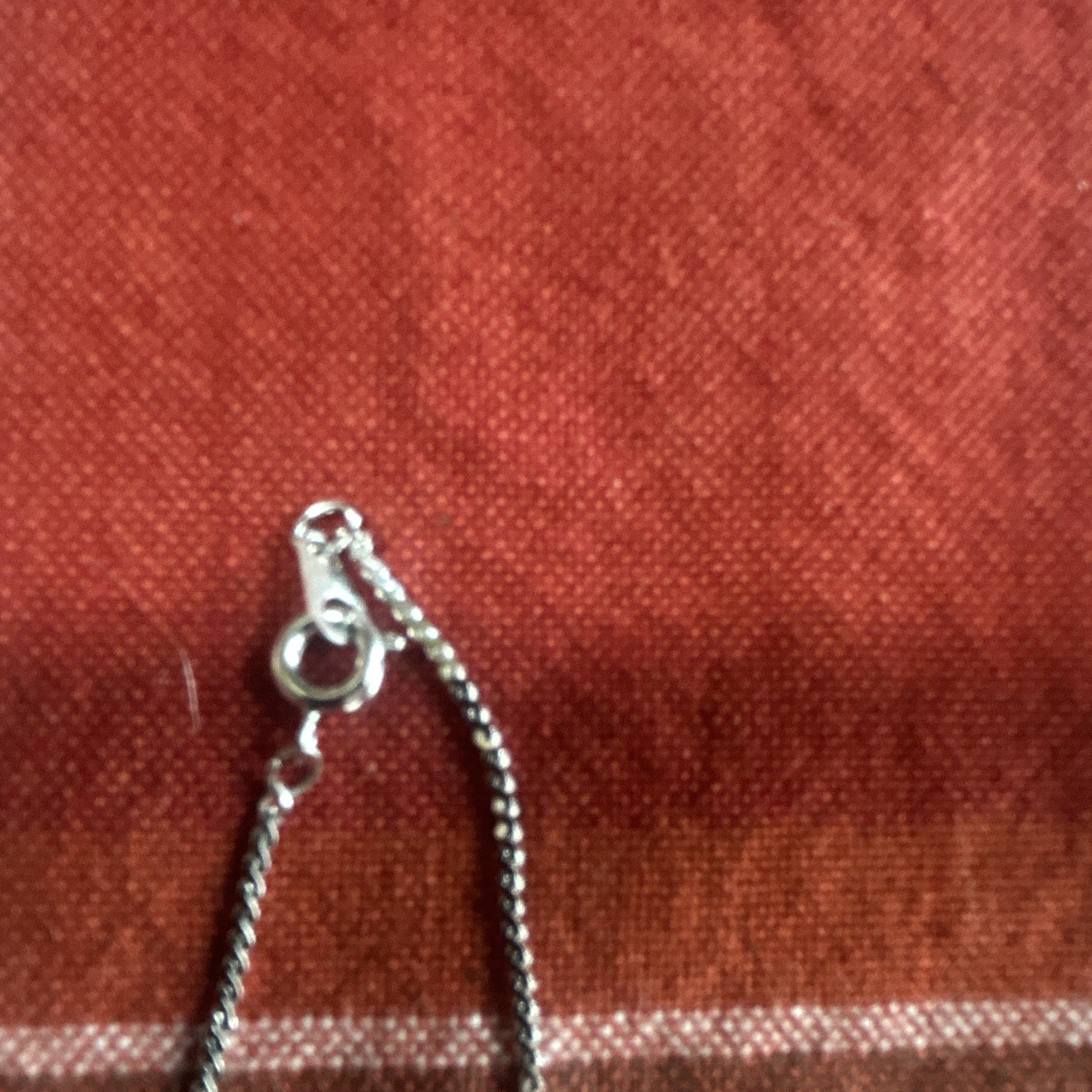Silver Tone Chain Necklace w/ Round glass Diamond, 18 in Spring Ring