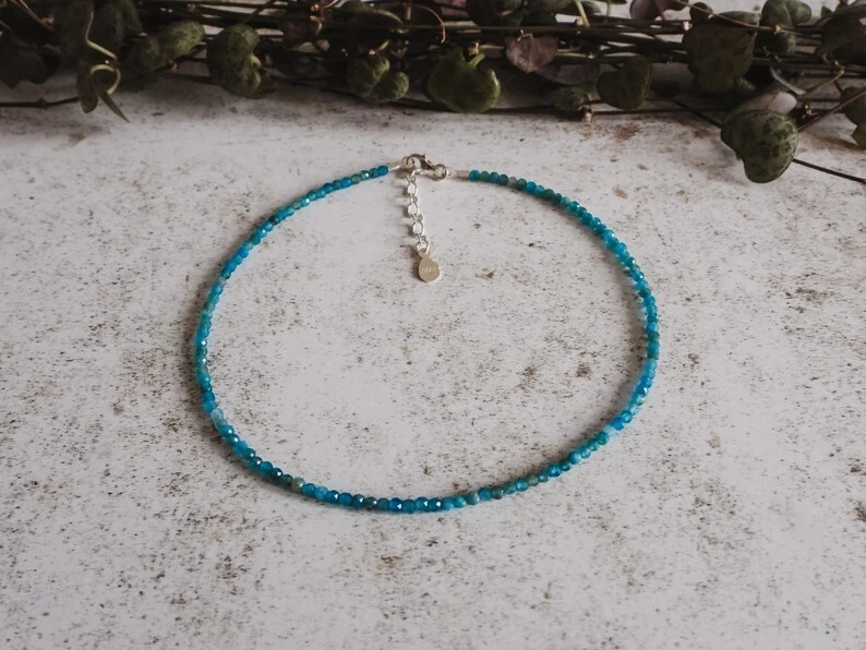 High Quality Apatite Beaded Healing Water Resistant Crystal Boho Anklet Bracelet