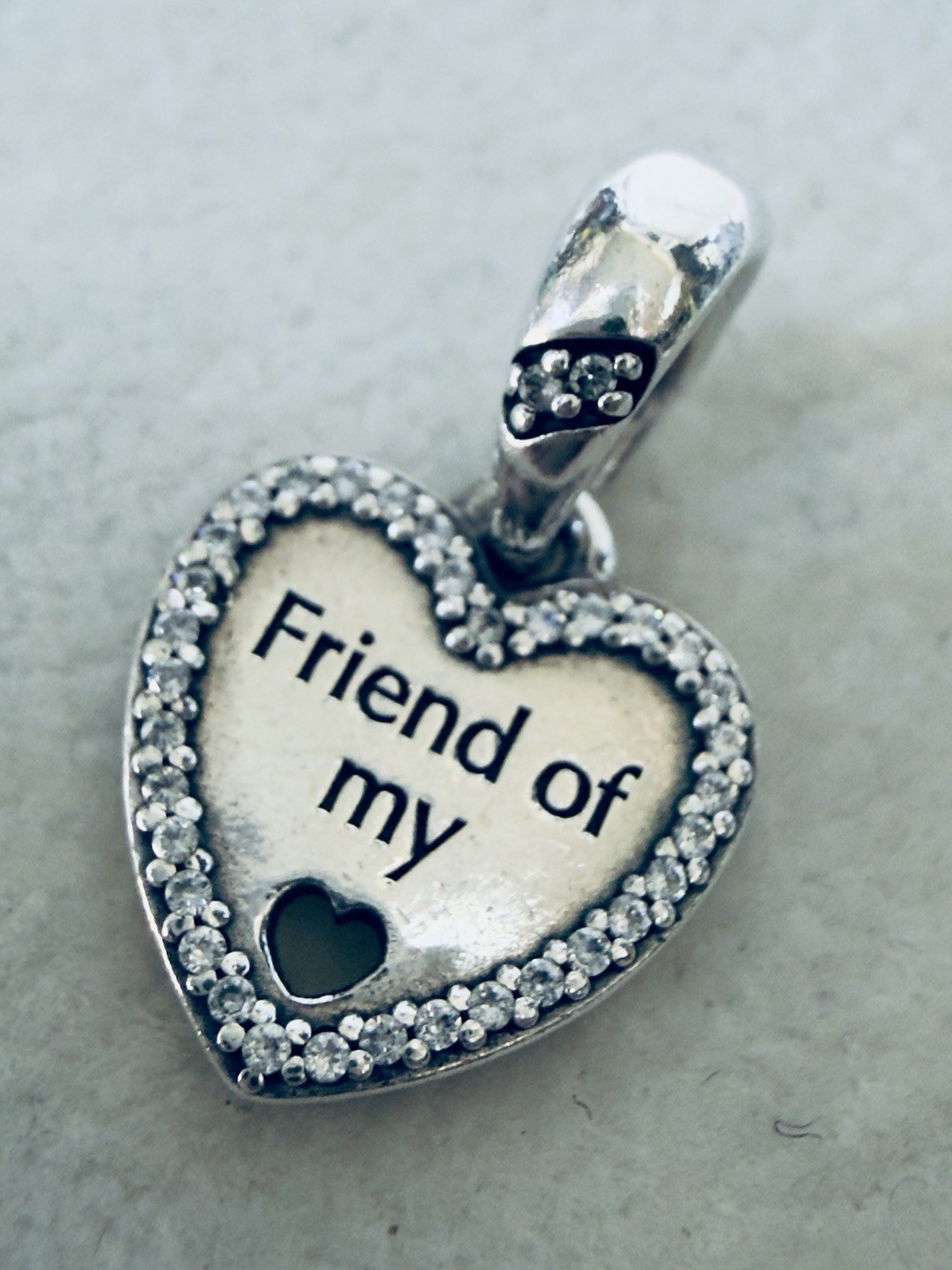 Pandora 925 Sterling Silver Friend of My Heart Dangle Pendant Charm Whit CZ