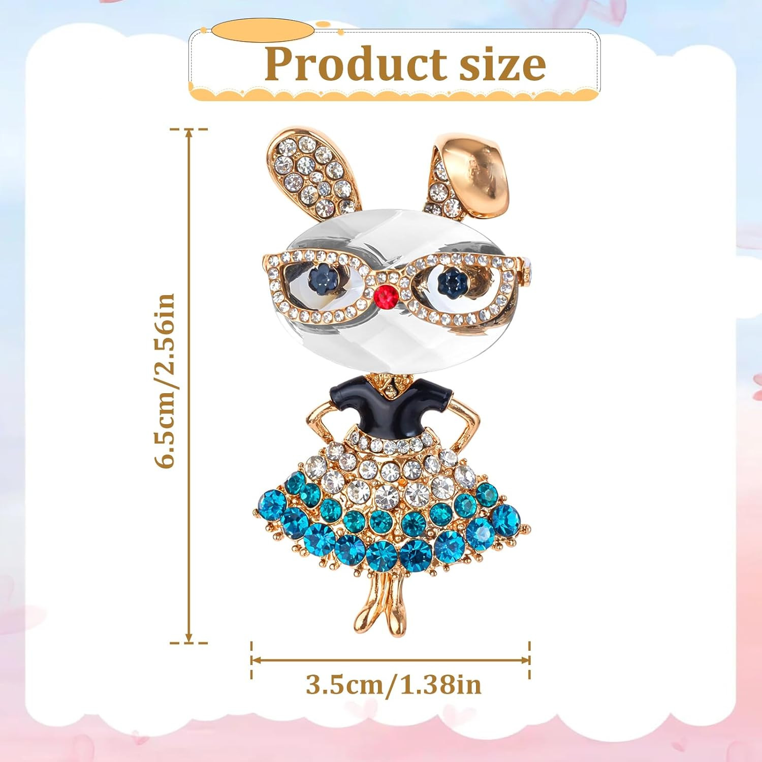 Rhinestone Lady Rabbit Brooch Dainty Cute Christmas Jewelry Crystal Easter Bunny