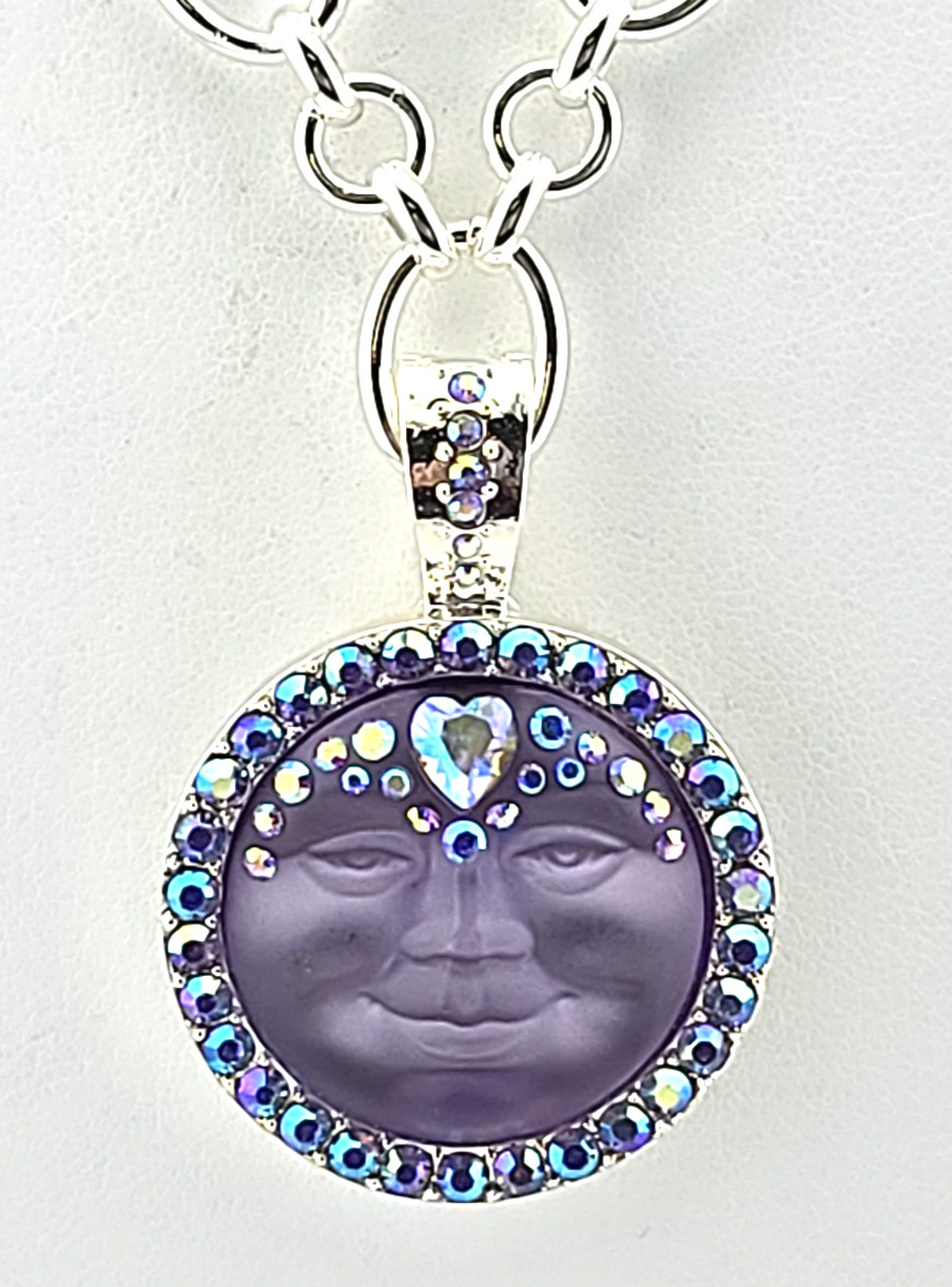 Kirks Folly Sweetheart 25MM Fold Over Pendant ST Violet & Oval Diva Necklace #27