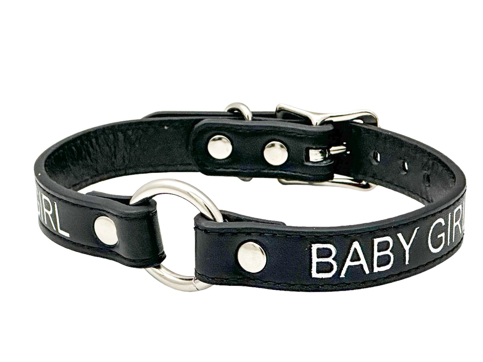 Ring Choker BDSM Collar Vegan Leather Custom Necklace O Ring Fetish Ball