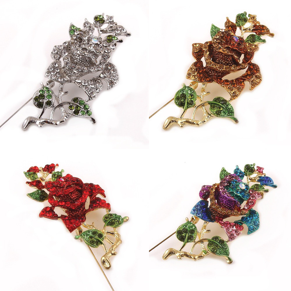 HOT Wholesale good quality mix 12 pieces elegant rhinestone Brooches pins 1112