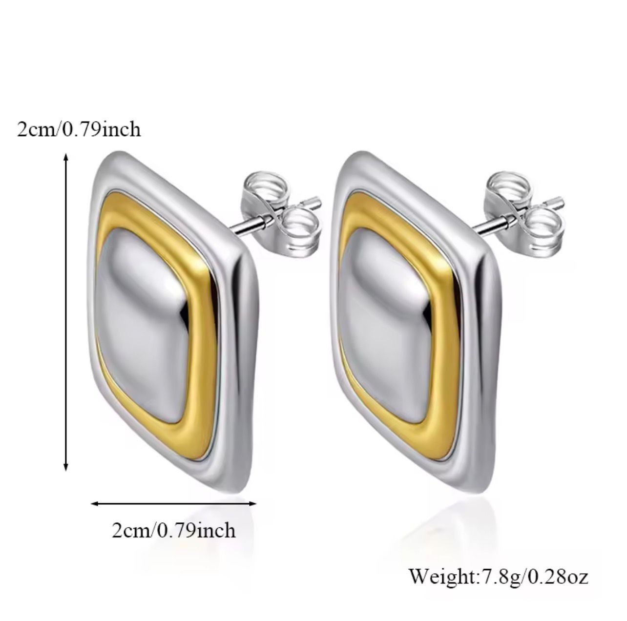 Gold Silver Geometric Stud Earrings Modern Square Statement Jewelry Gift