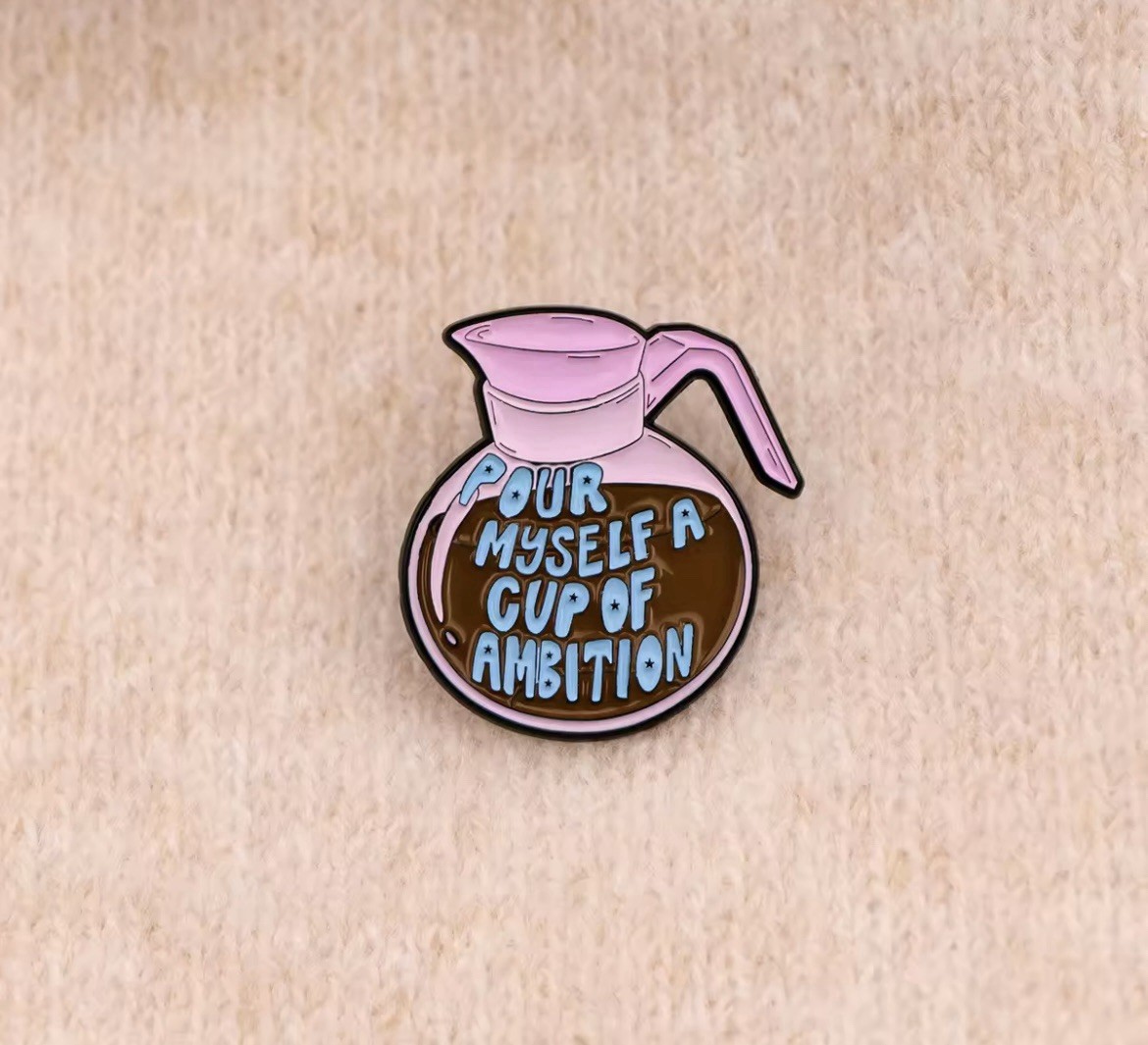 Cup Of Ambition Dolly Style 1pc Pin With Rubber Backer Coffee Pot FREE SHIPPING