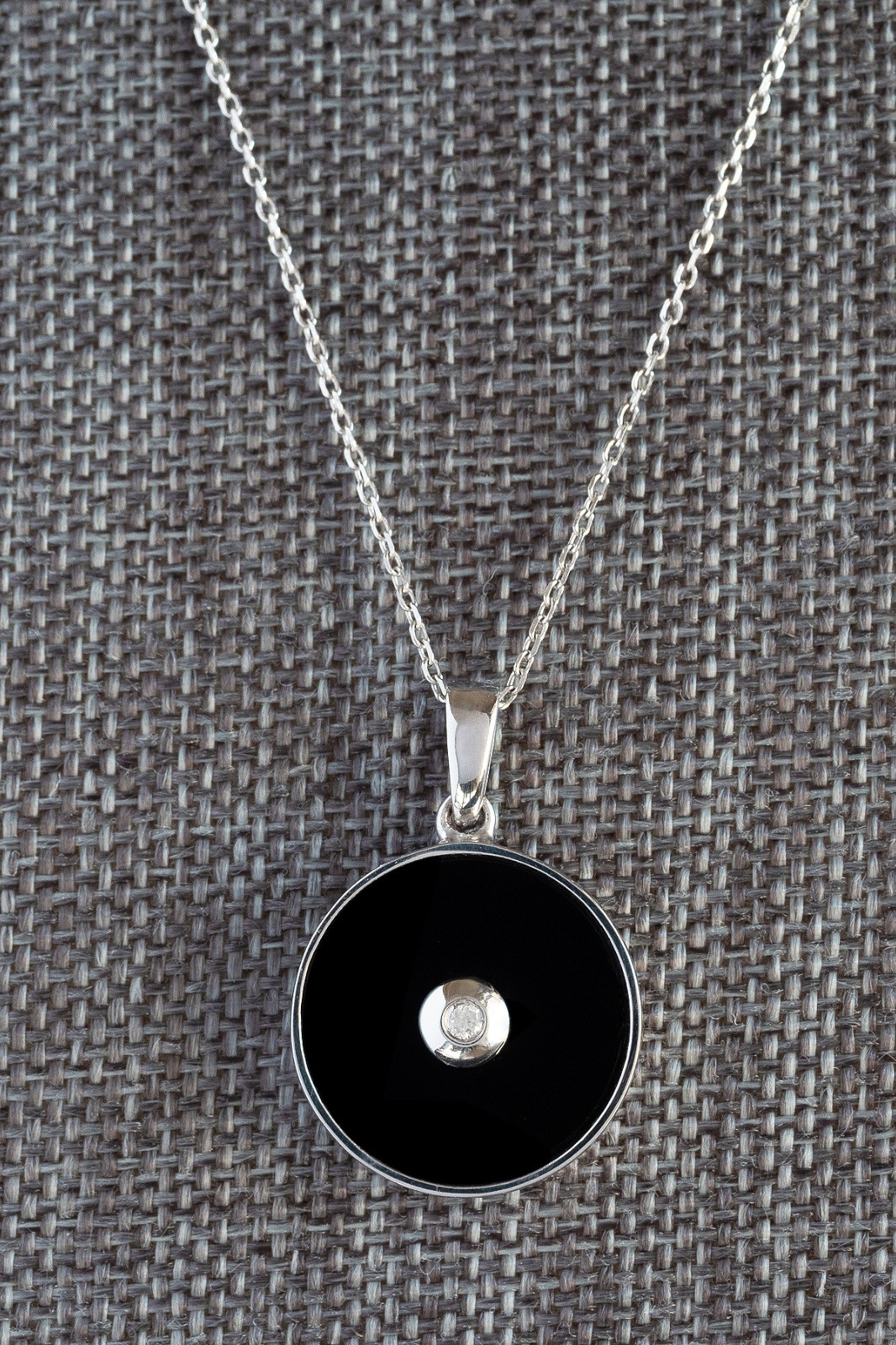 Matched Set of Onyx & Diamond Bezel-Set Earrings and Pendant – Boutique