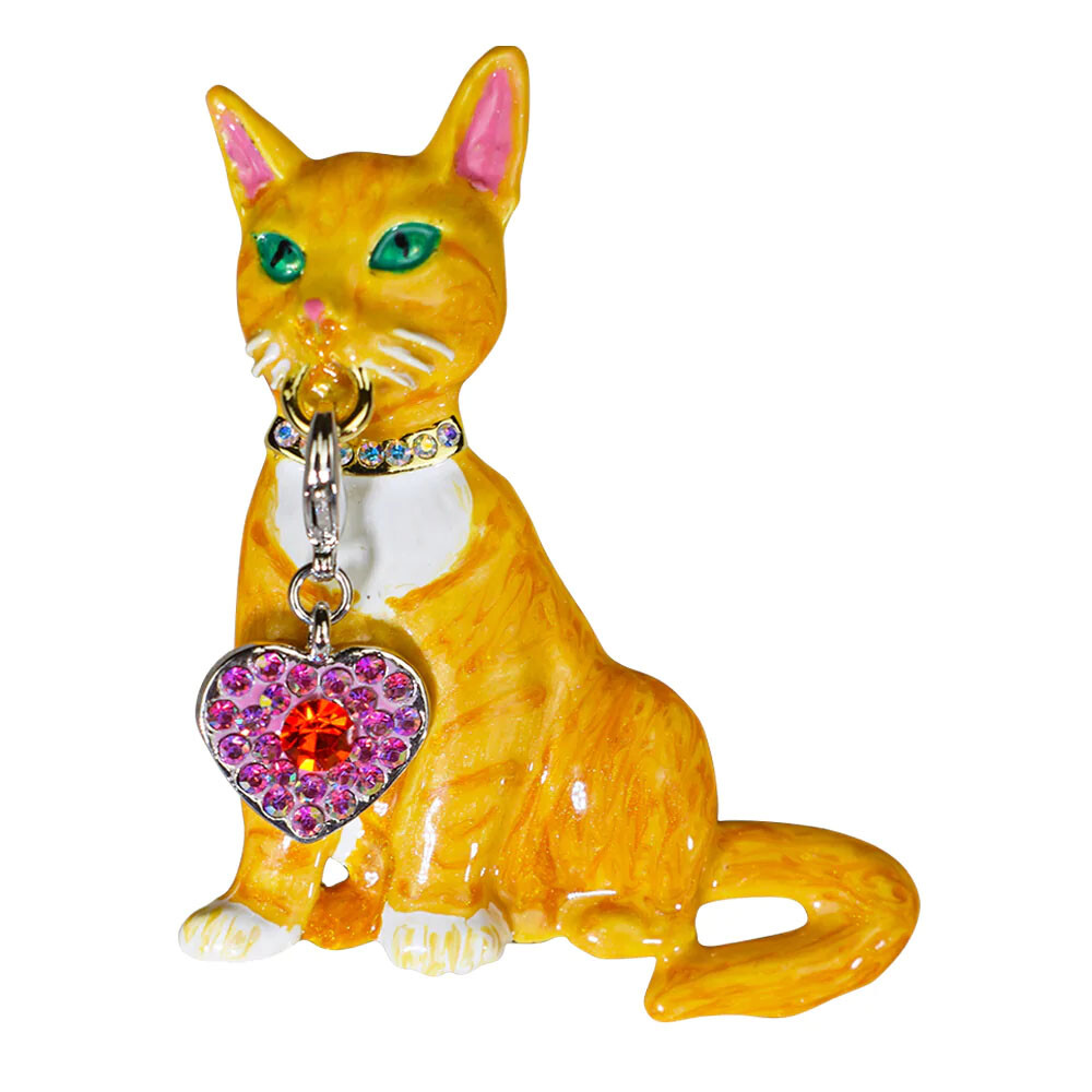 KIRKS FOLLY Heidi Holiday Cat Pin Pendant w/ 5 Charms goldtone