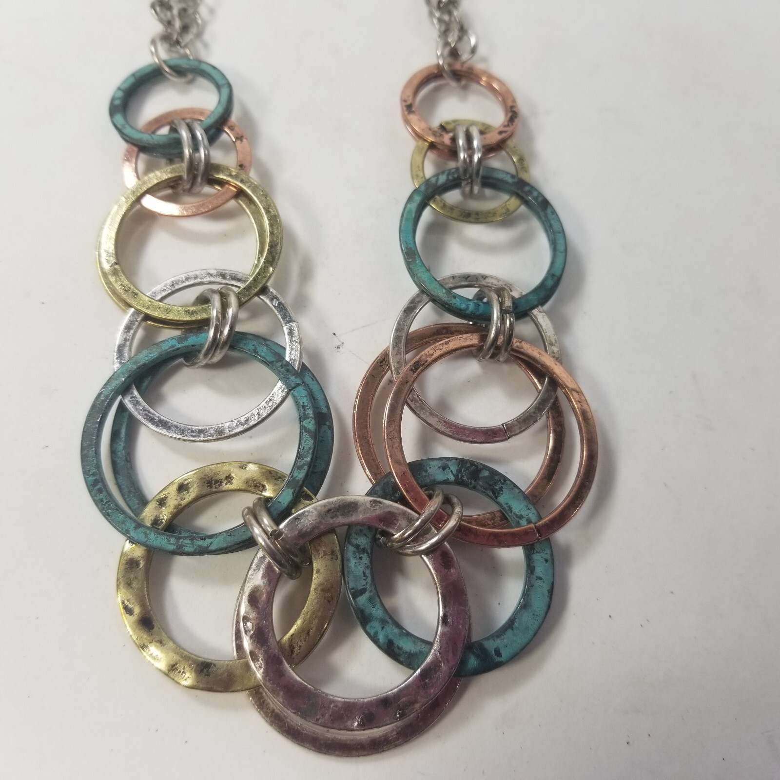 Statement Multi Chain Ring Cluster Chunky Boho Necklace and Earring Set Parure