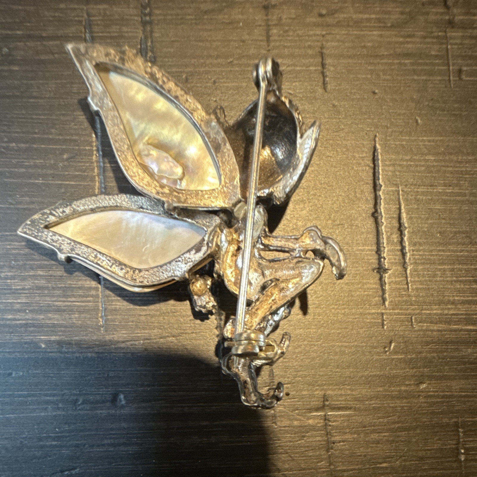 Vintage Cyvra Pixie Fairy Paua Shell & Sterling Silver Brooch Pin 2 inch x 4inch