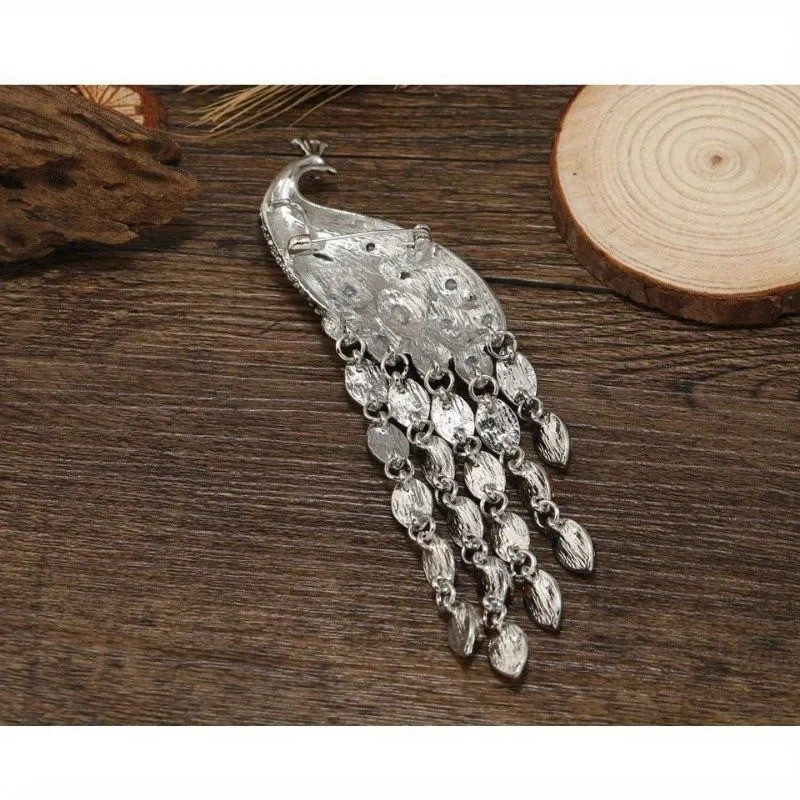 Rhinestone Elegant Peacock Brooches for Women Animal Design Party Wedding Pin