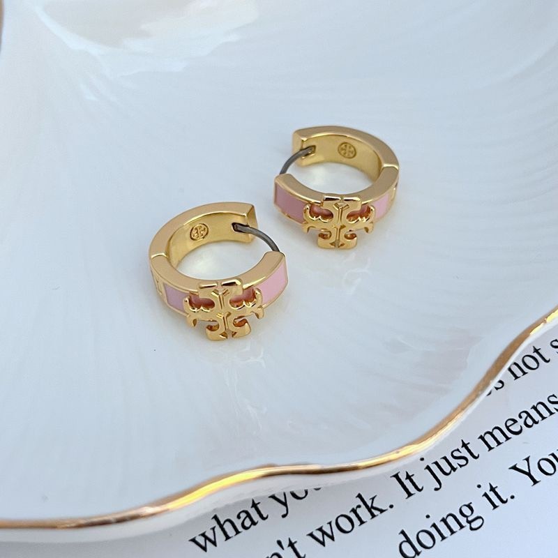 New Burch KIRA Pink ENAMEL HUGGIE EARRING Classic Elegant Lady Little Hoop