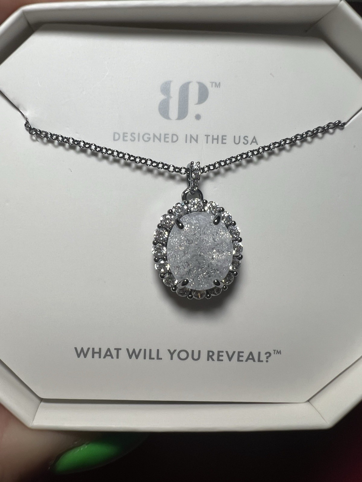 Bomb Party The 2424 Necklace RPB 7059 LC White Ice Crystal Hematite Plating