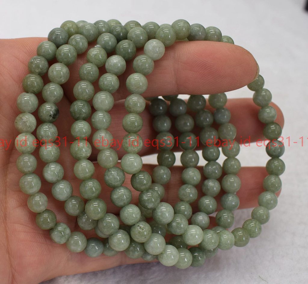 Pretty 5Pcs 6/8/10/12mm A Green Jade Round Gemstone Beads Bracelet 7.5”