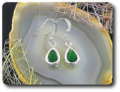 Earrings Emerald 0 3/32×0 9/32in Gold Plated White 18, K