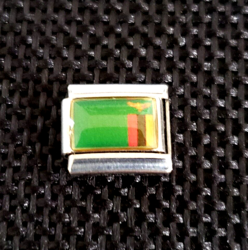 Zambia National Flag Uberry Italian Charm Link Stainless Steel Enamel 9mm