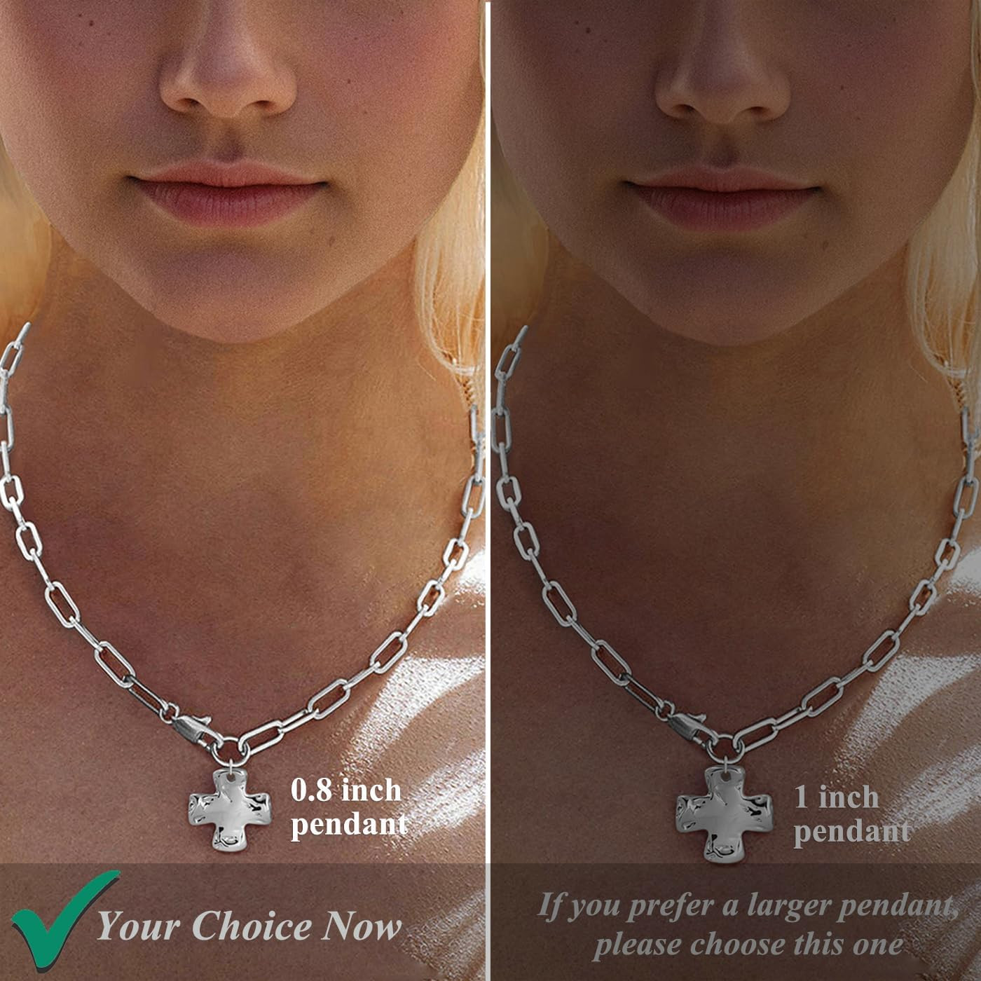 Chunky Cross Necklace for Women Trendy 14K Gold Silver Layered Statement Cross P