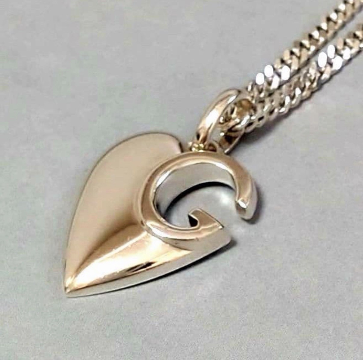 GUCCI Necklace Pendant Silver 925 Heart Motif G Women SV925 with Box Used