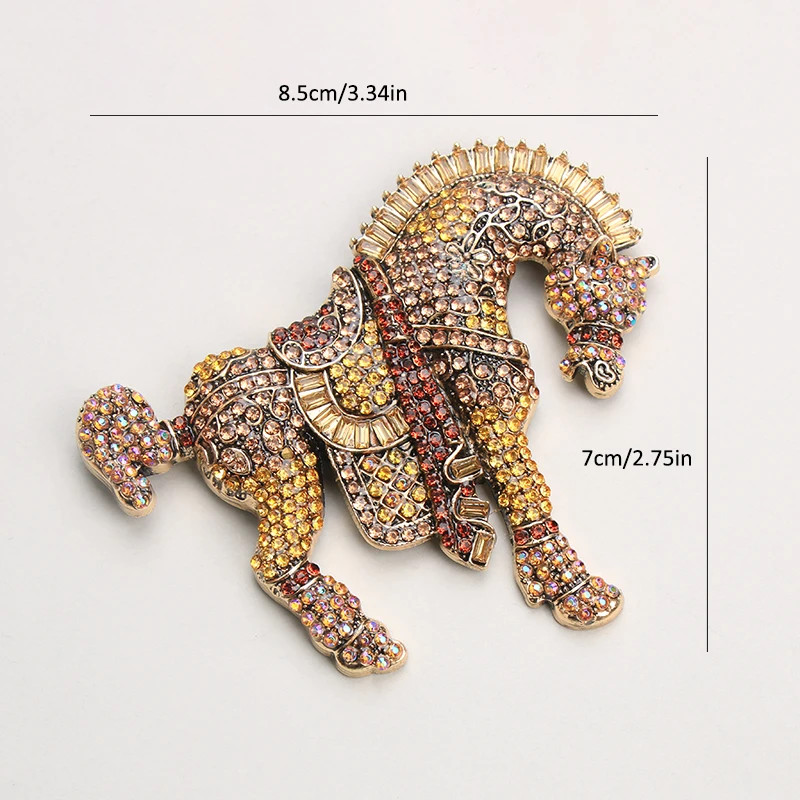 Women Men Large Colorful Rhinestone Horse Brooch Fashion Pin Jewelry