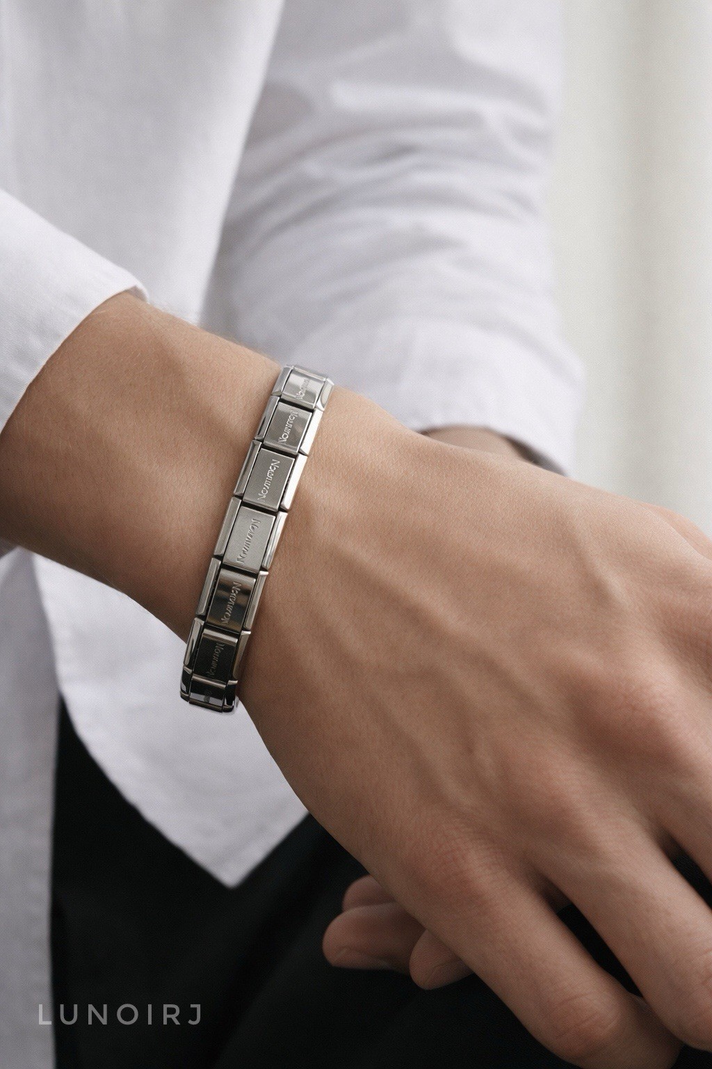 Stainless Steel Italian Modular Charm Bracelet Unisex Fashion Link