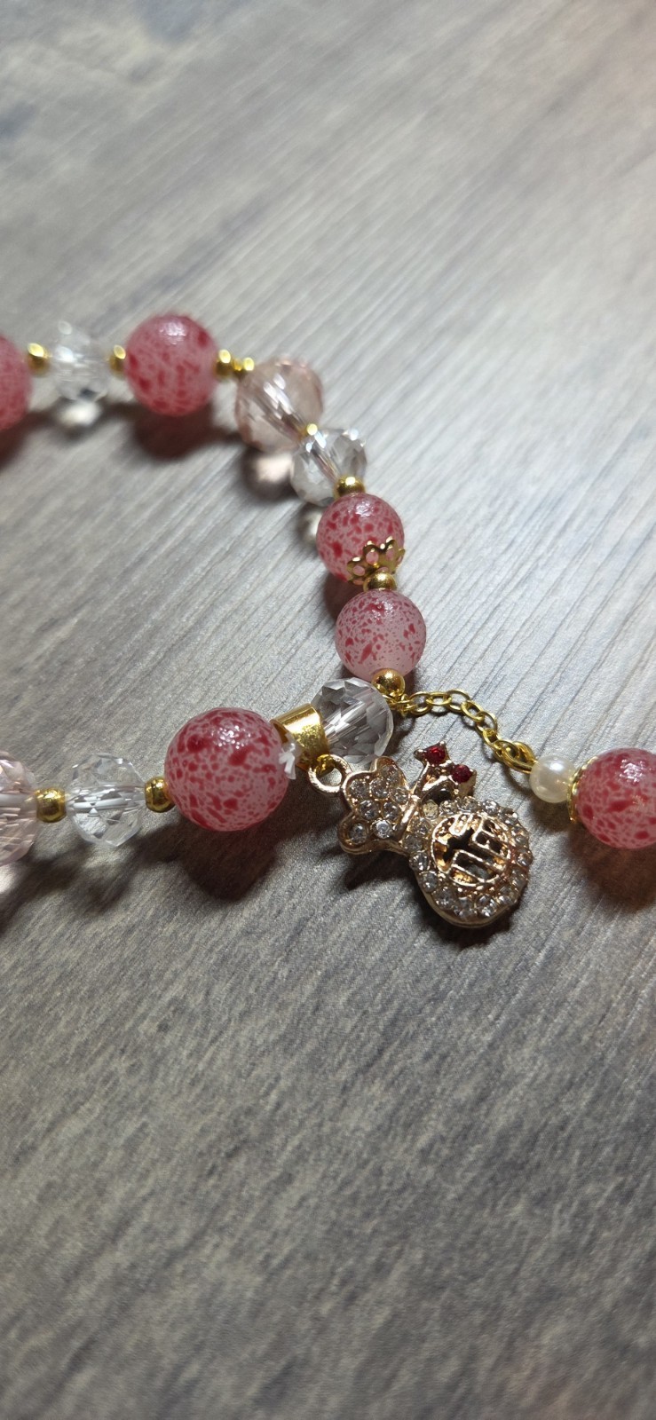 Crackle Glass Bracelet Stretch Beaded Crystal Gold Tone Multicolorful