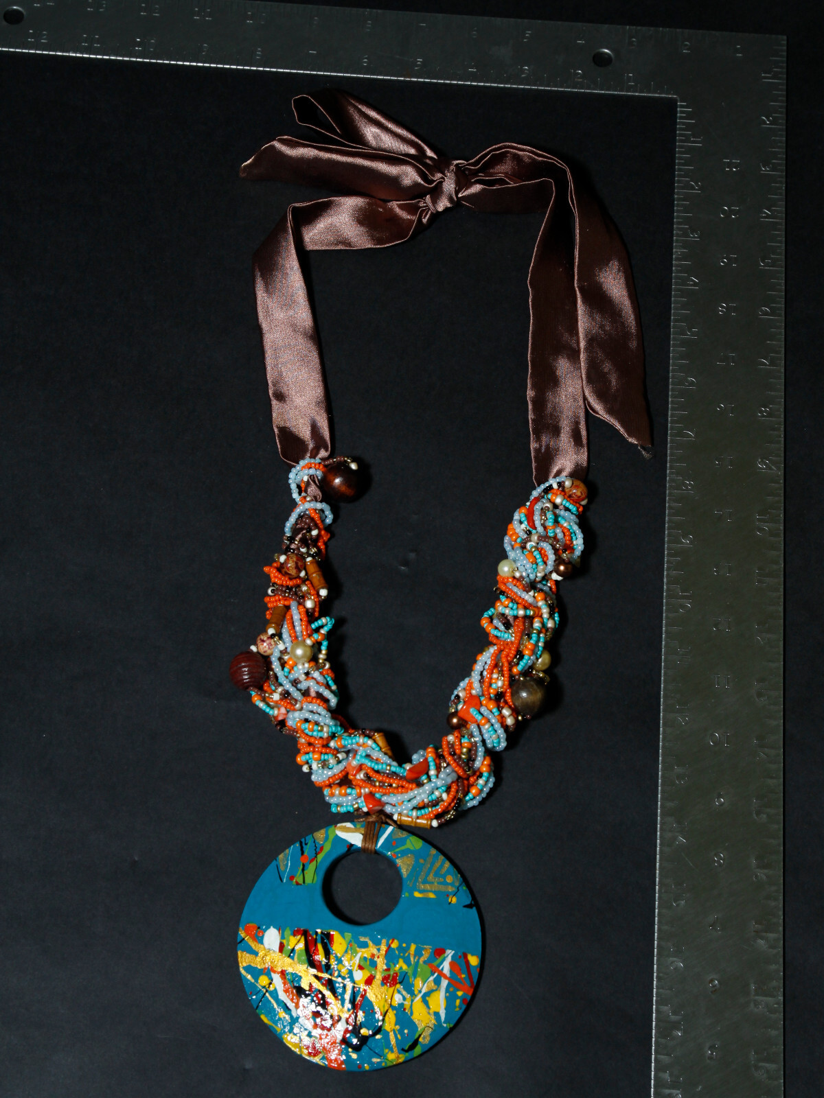 Reproduction Pre-Colombian Jewelry: Wood Satin Necklace (1249-30-G02) 10URM1