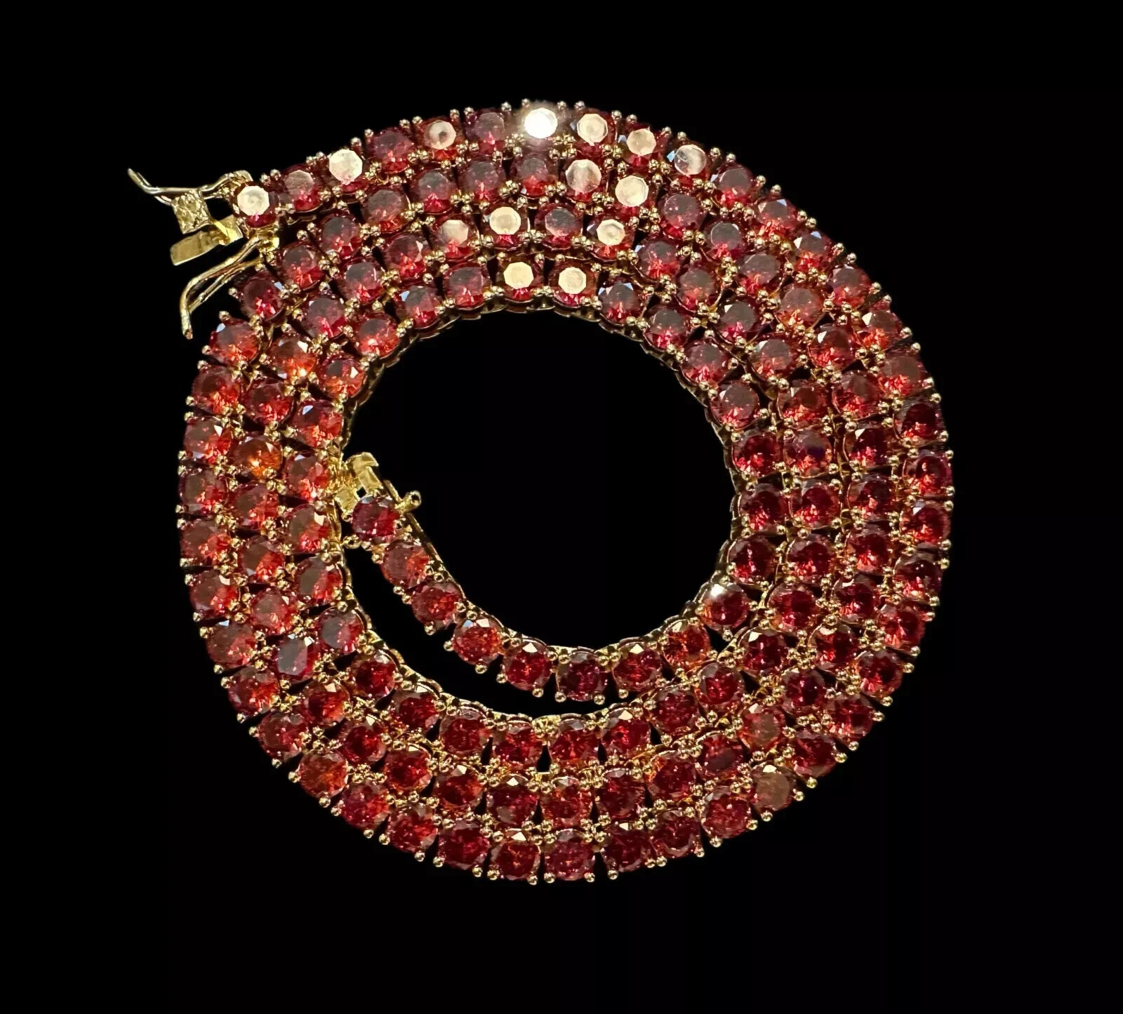 4mm True RED Tennis Chain Necklace 25ctw All Lengths Available Gold