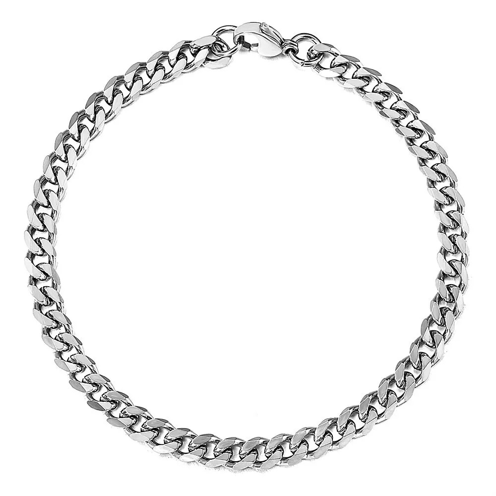 Silver Stainless Steel Curb Cuban Link Chain Bracelet Unisex Women Men 6/8/10mm