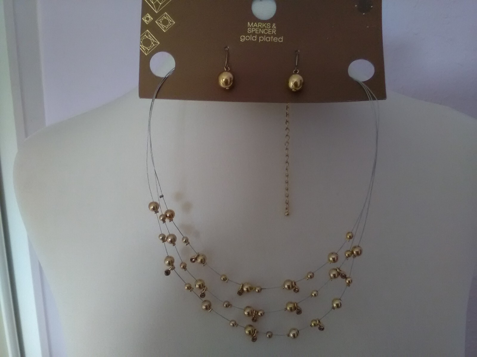 Necklace & Earring Set, Vintage M&S Gold Plated (for pierced ears). New Other