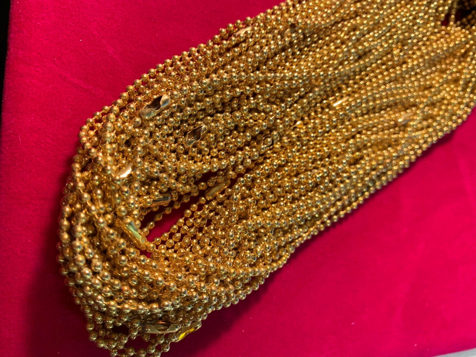 LOT OF 72 14KT GOLD PLATED 18 INCH 2.4MM BALL CHAIN NECKLACE W/ MILITARY CLASP