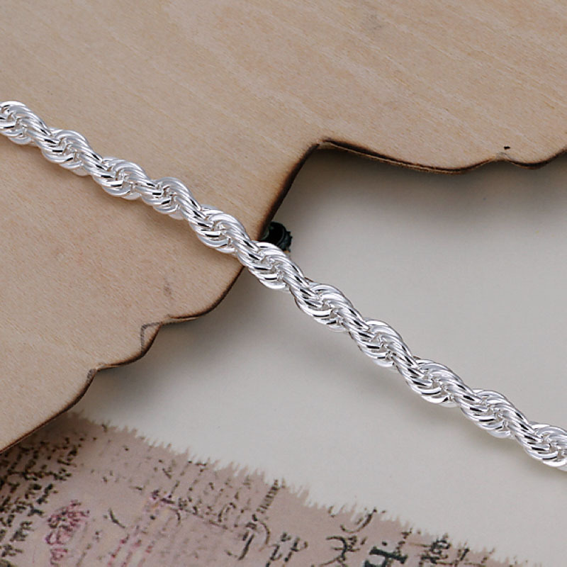 Unisex Women’s 925 Sterling Silver Bracelet Size 8 Inches 4MM lobster L7