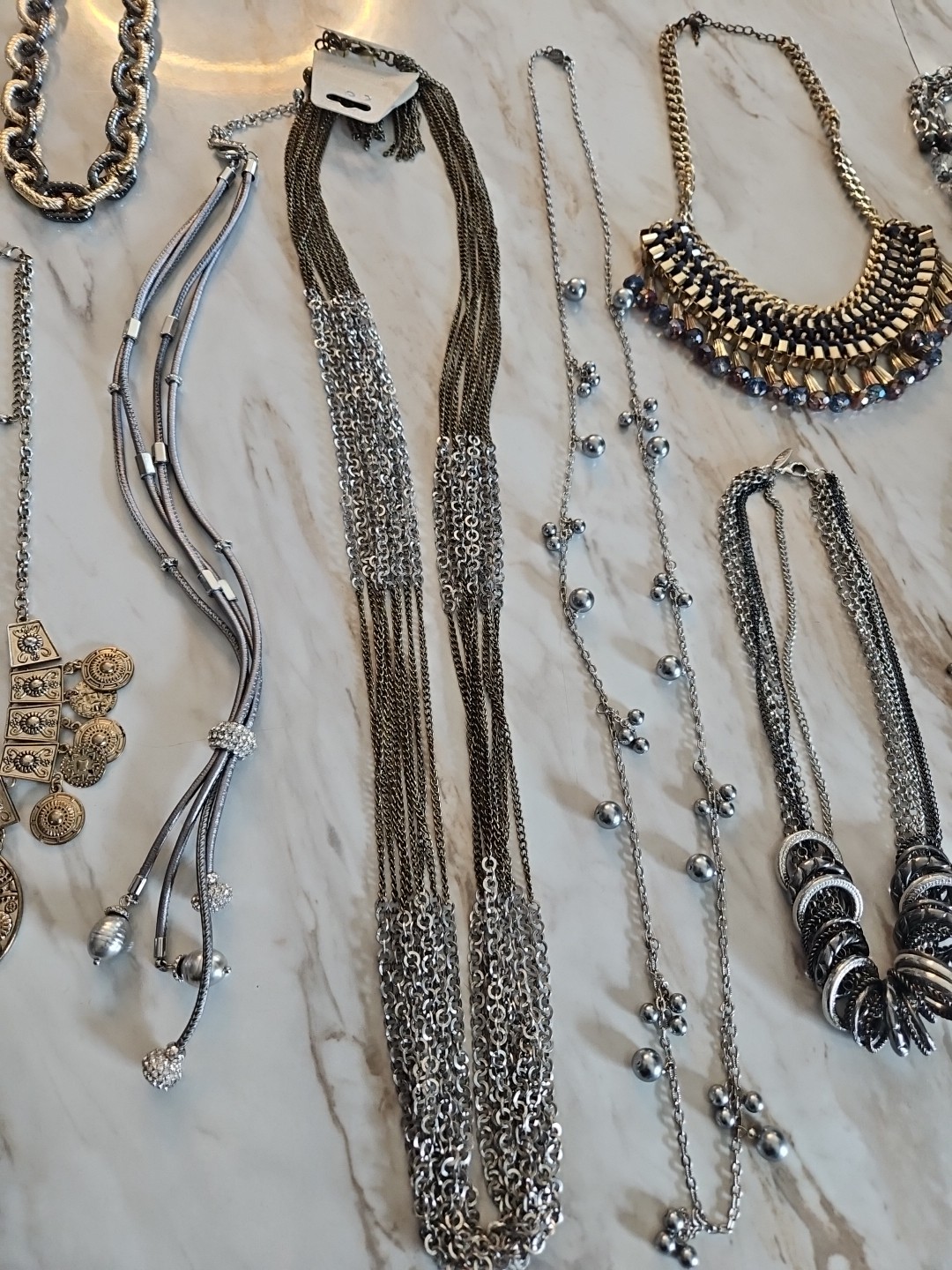 18pc Costume Necklace Lot Faux Pearls Beaded Chunky Statement Resale Branded
