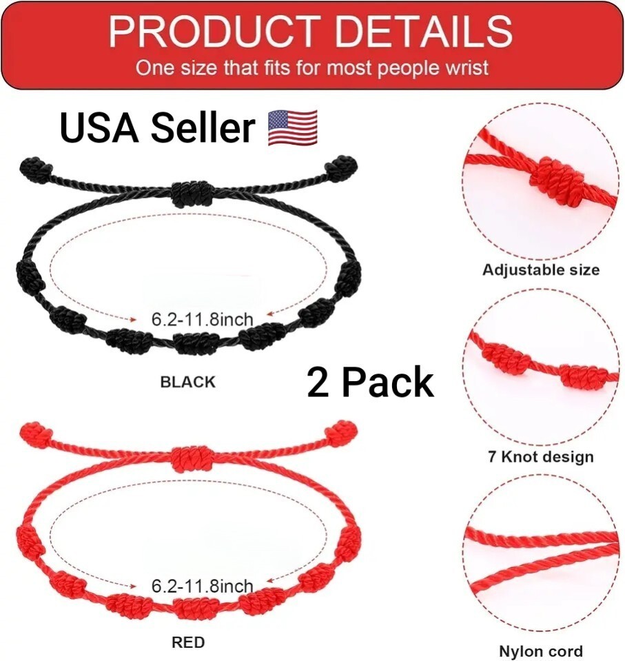 Tibetan Buddhist 2 Bracelet Lucky Handmade Braided Adjustable Knot Charm Unisex
