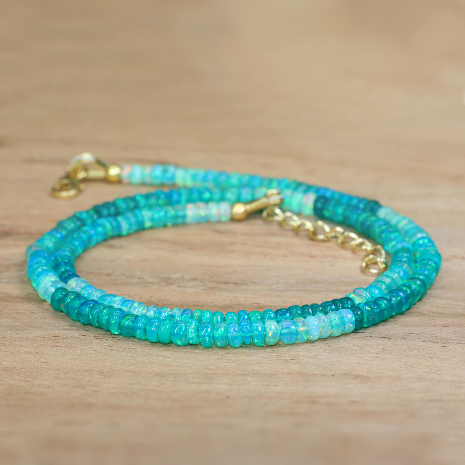 Green Opal Shaded Beads Necklace, Fire Green Opal Smooth Beads Necklace for her