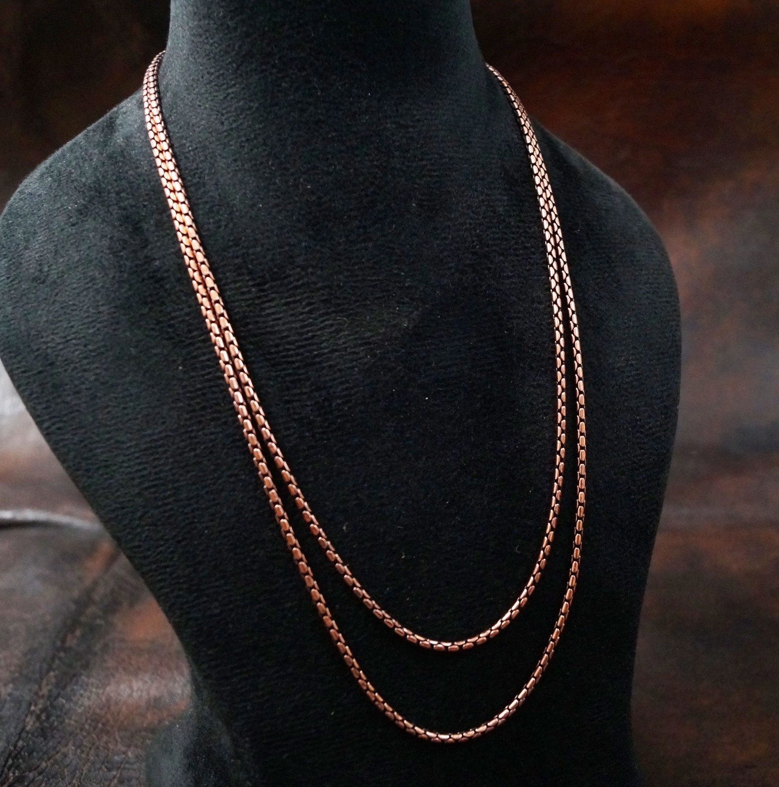 Solid Copper Chain Necklace 20 to 30 Inch Length – Eco-Friendly Pendant (CH-03