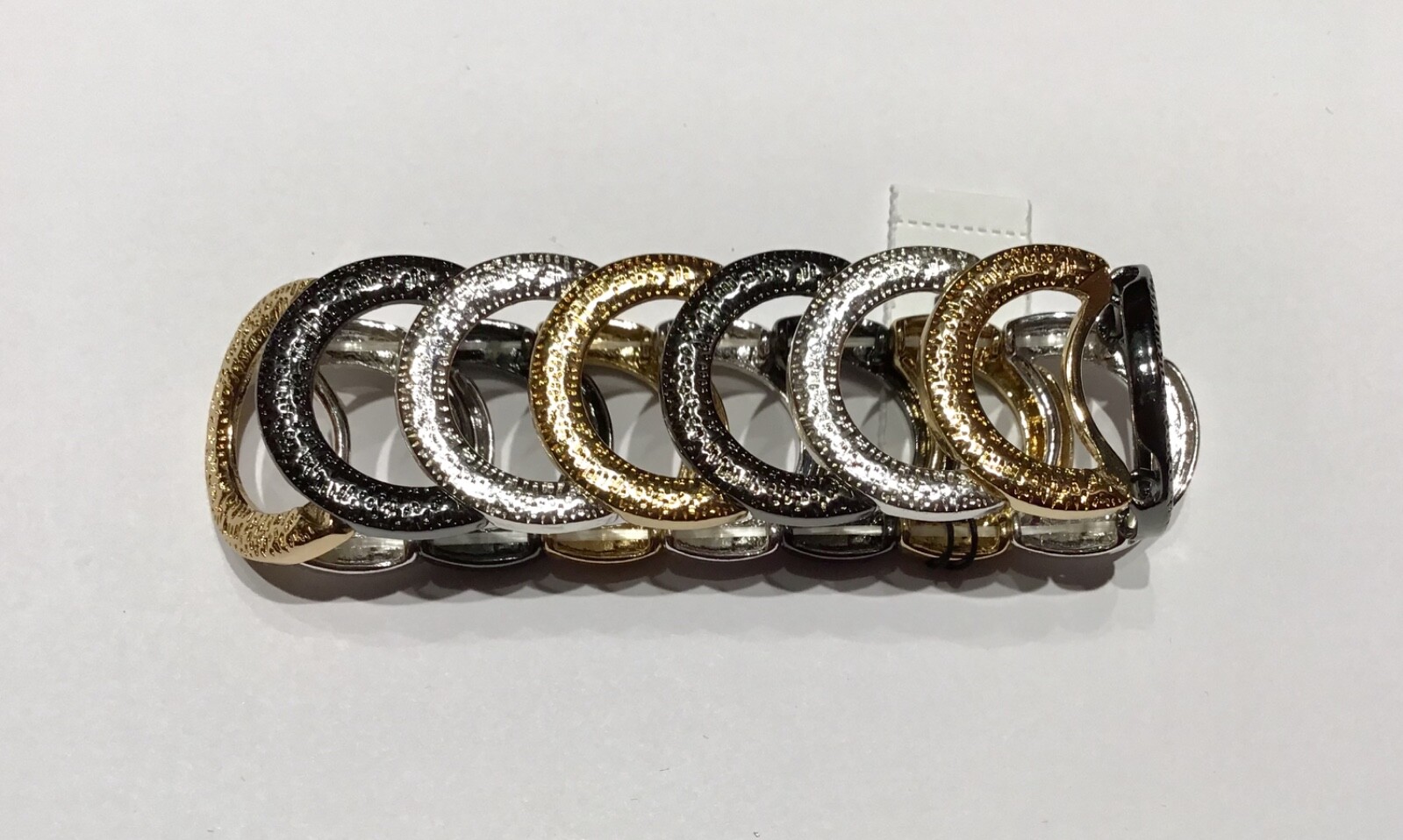 Alfani Fashion stretch bracelet -circular links- black gold & silver color
