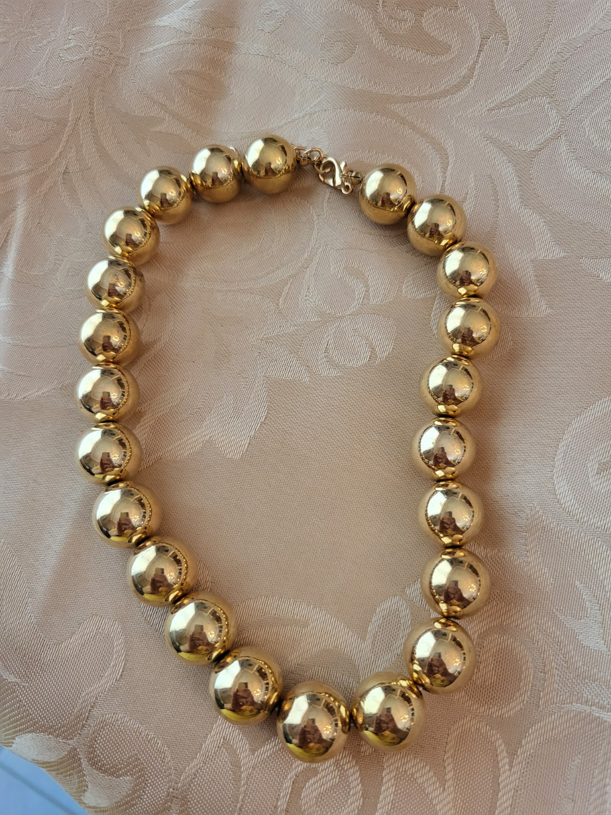 Large Mirror Shiny Gold Beads, Choker Length, NWOT
