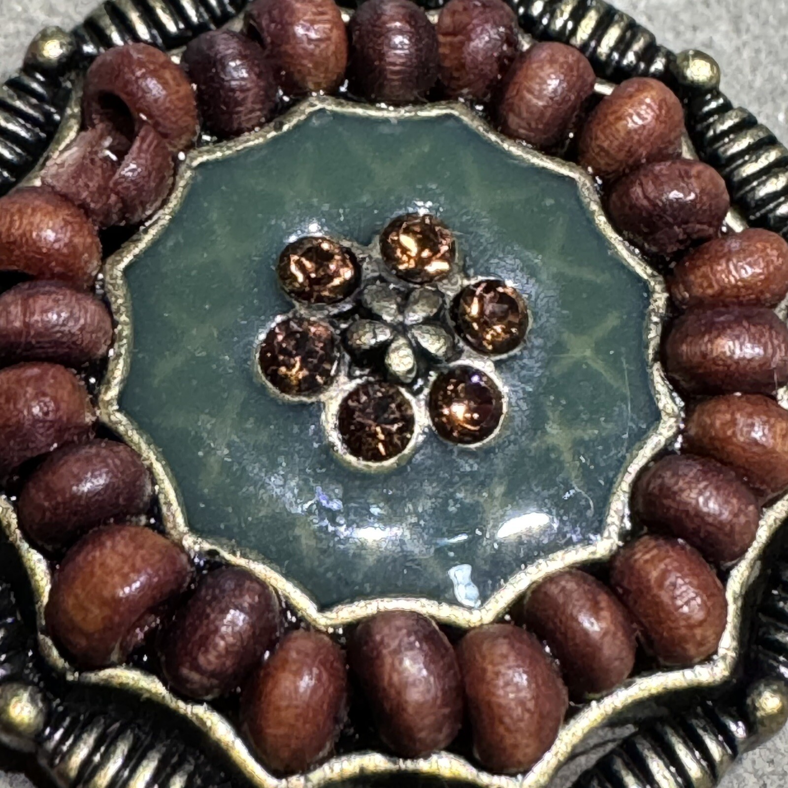 Lia Sophia Green and Brown Necklace Acrylic Rhinestones Bohemian