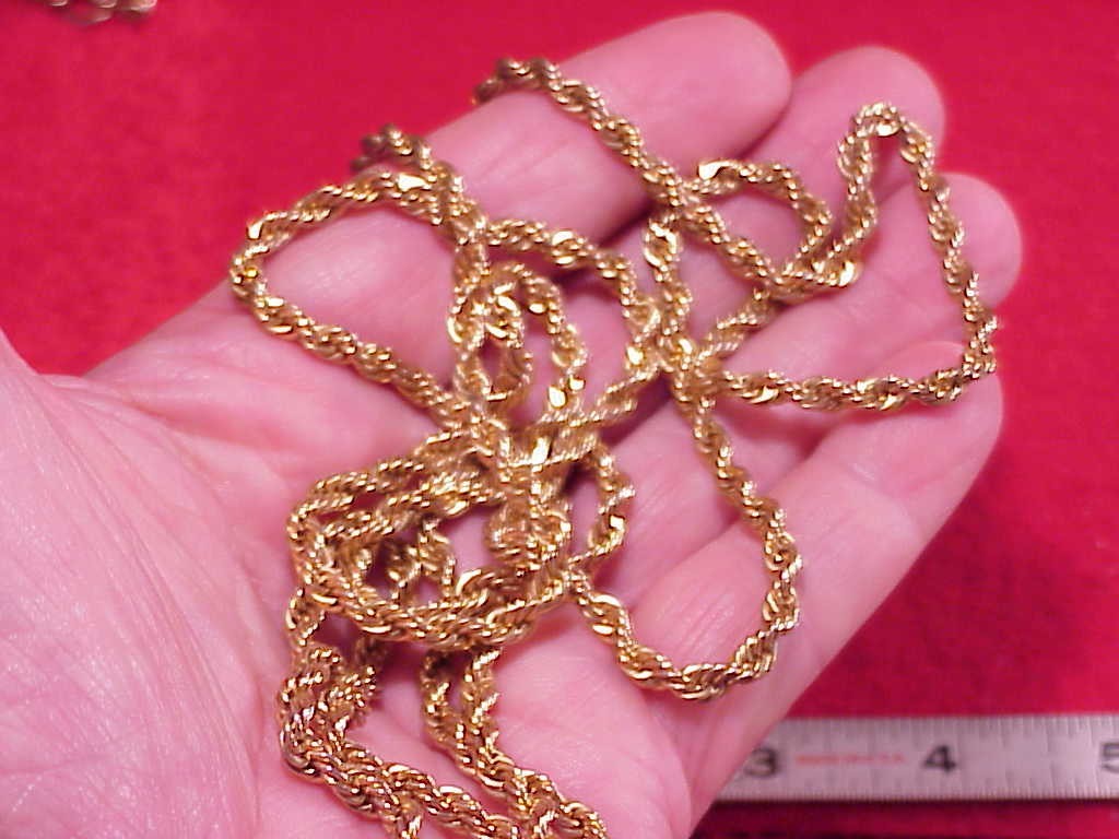 Vintage 1970s LONG HEAVY GOLD FILLED 40 INCH 4MM ROPE NECKLACE CHAIN 42.6 Grams