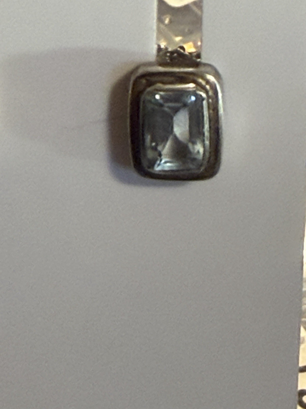 Vintage Rectangle Blue Topaz Sterling Silver Earrings #360