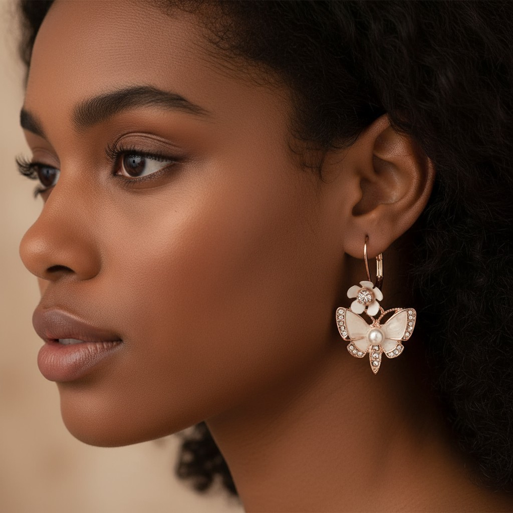 Betsey Johnson Rose Gold Butterfly Drop Earrings | Perfect Gift for Her