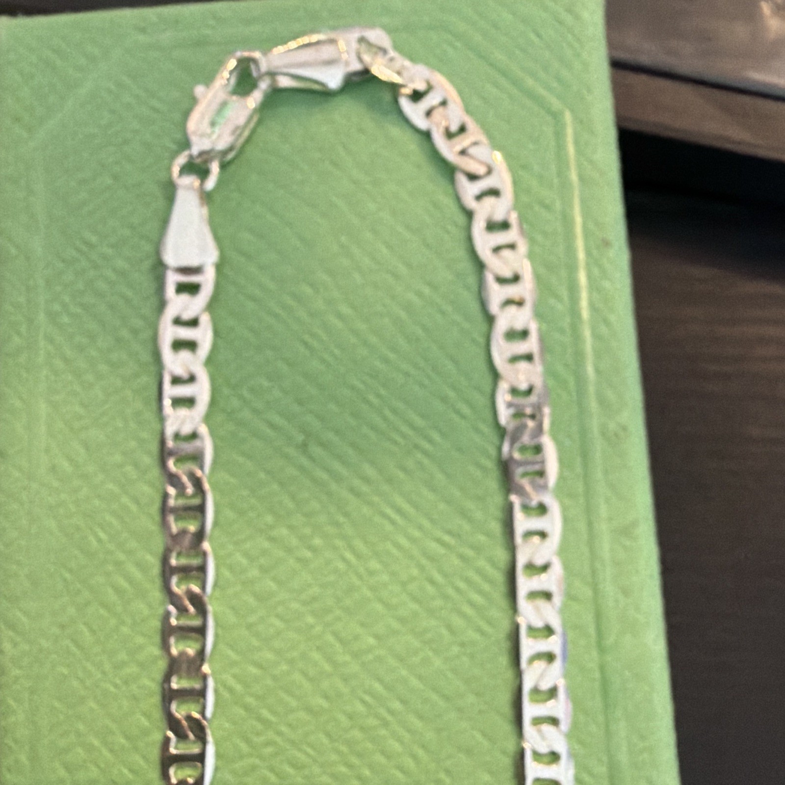 Figaro Chain Necklace Silver Tone Metal, Lobster Clasp, No Stone