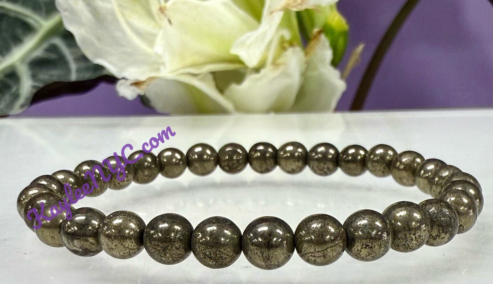 Wholesale 6 Pcs Natural Pyrite 6mm 7.5” Crystal Stretch Bracelet
