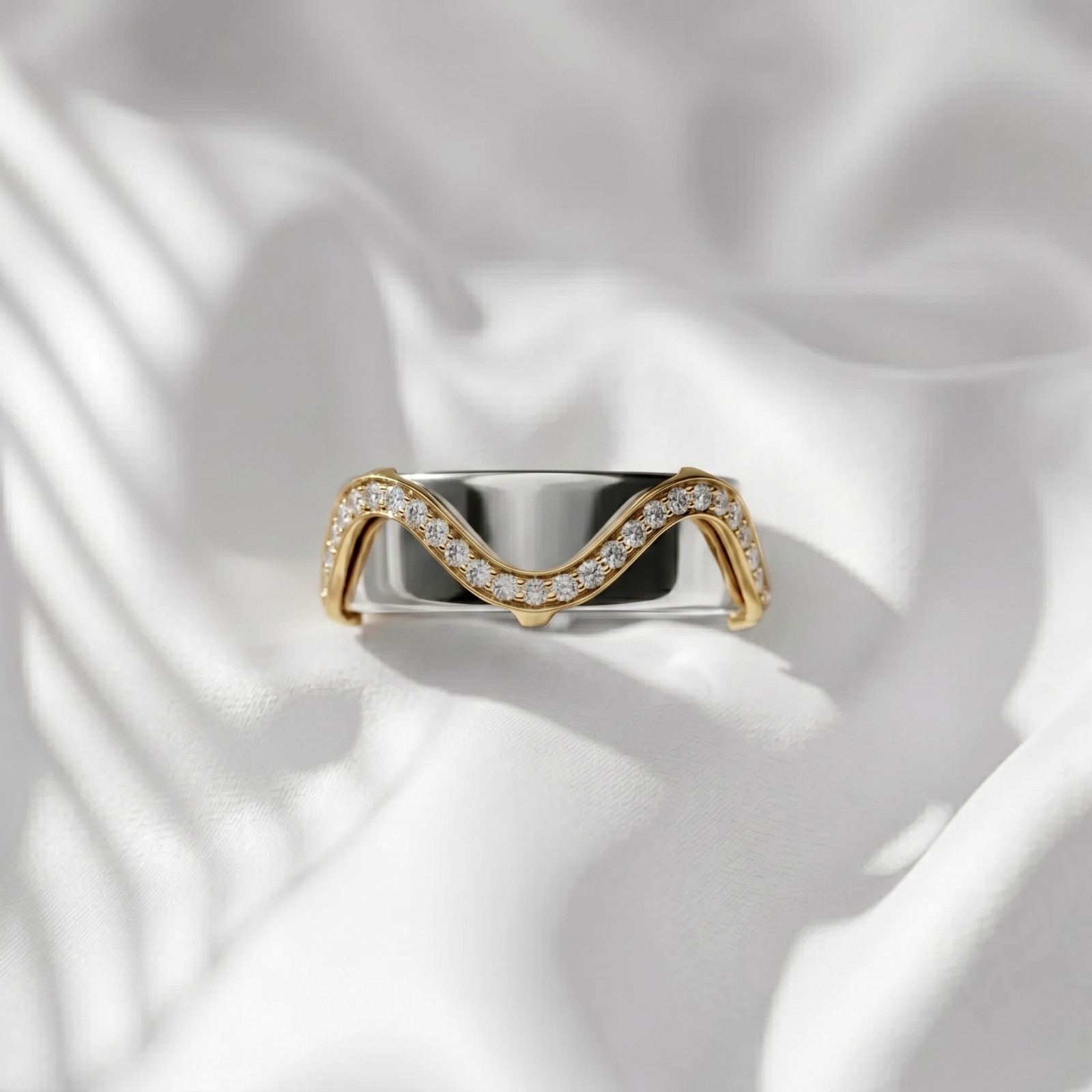 Wavy Moissanite Ring Cover, Oura Ring Jacket, Curved Stackable Enhancer Band